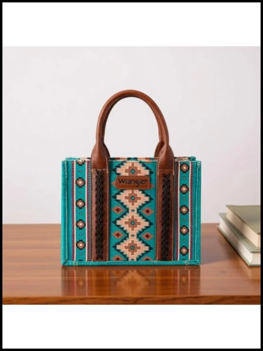 Aztec Print Canvas Western Satchel Tote with Detachable Strap - High Quality